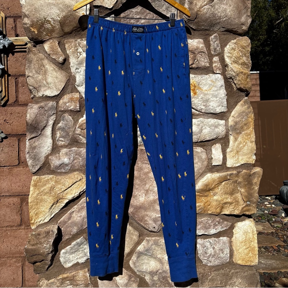 Polo Ralph Lauren Men’s  Pony Print Loungewear Medium Joggers PJs  Blue